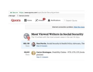 Quora Social Security Expert Ranking Screen Shot