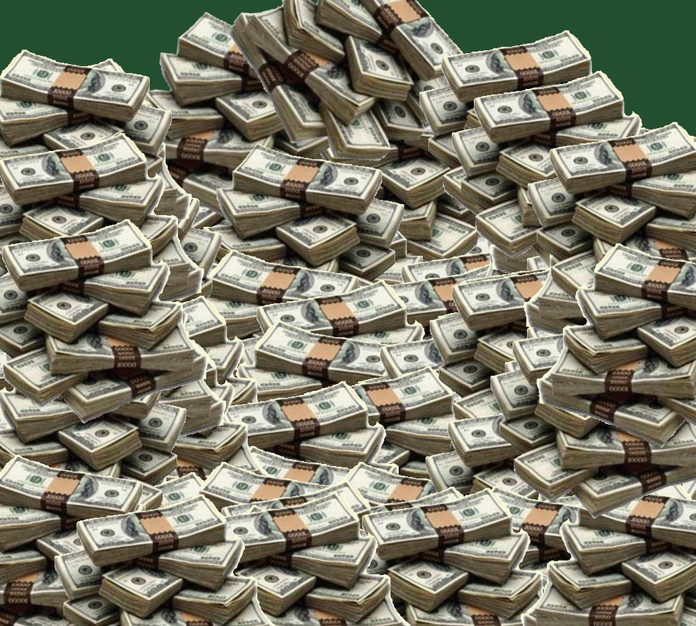 Piles of $100 bills