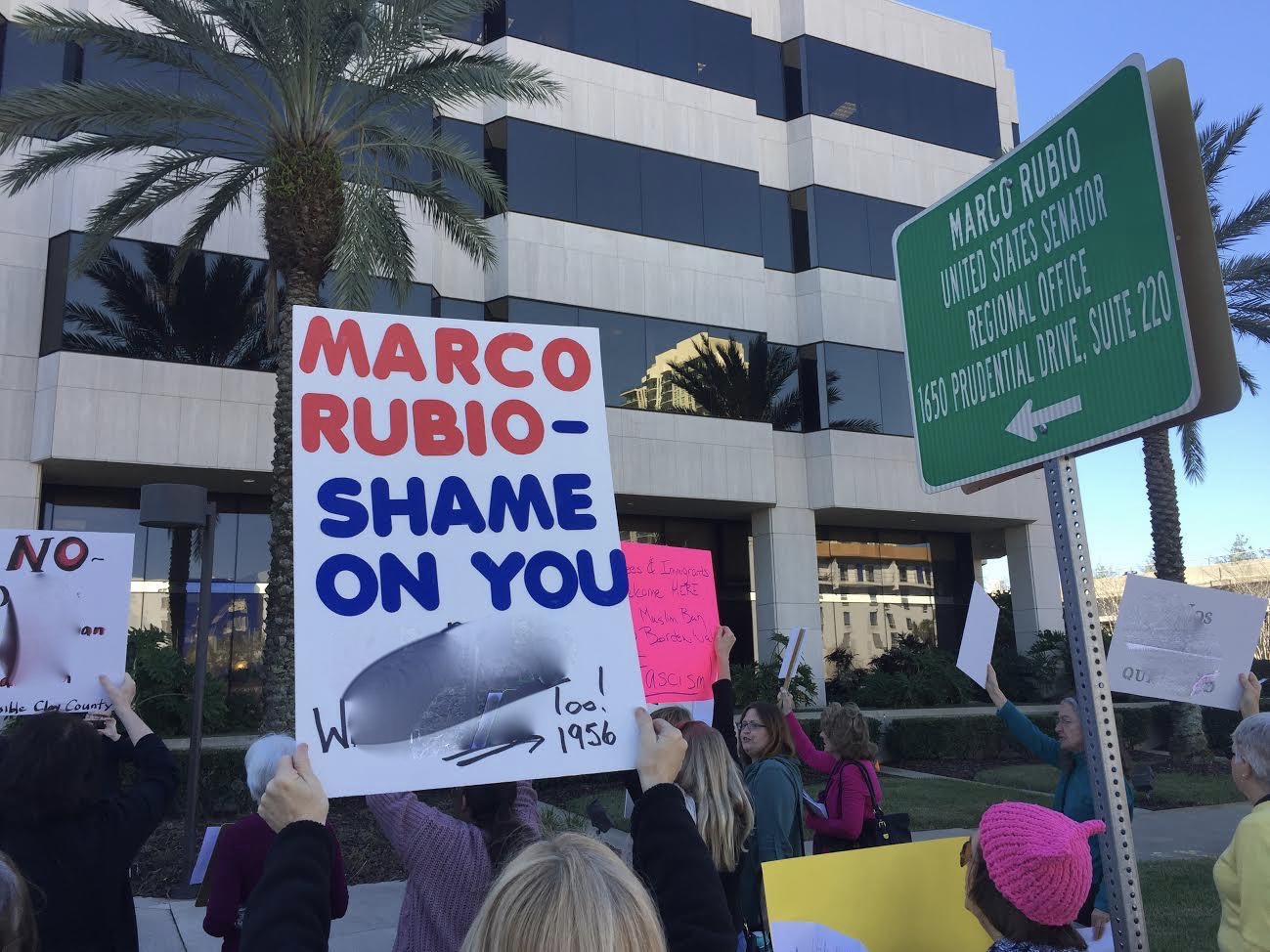 ProProtestors at Senator Marco Rubio's district office in Florida.