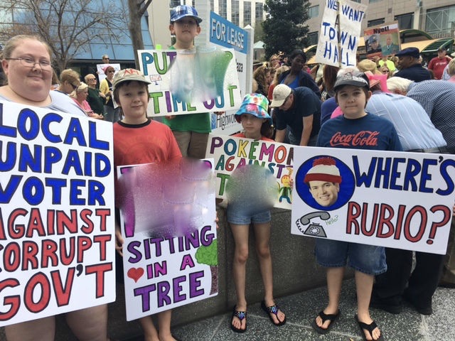 Protestors at Senator Marco Rubio's office in Florida