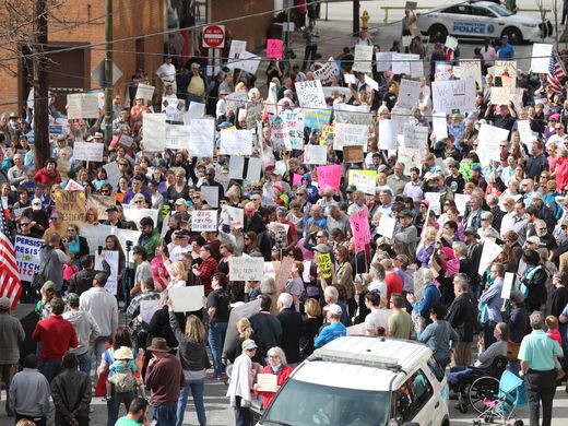 Protestors in the street