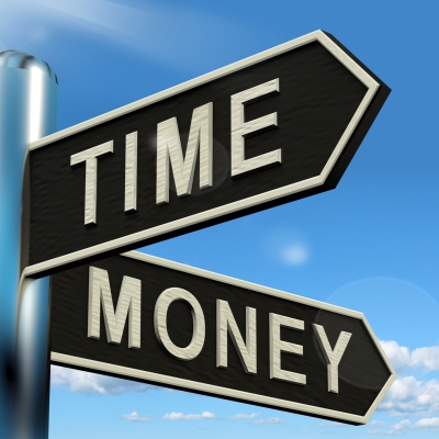 time and money street sign